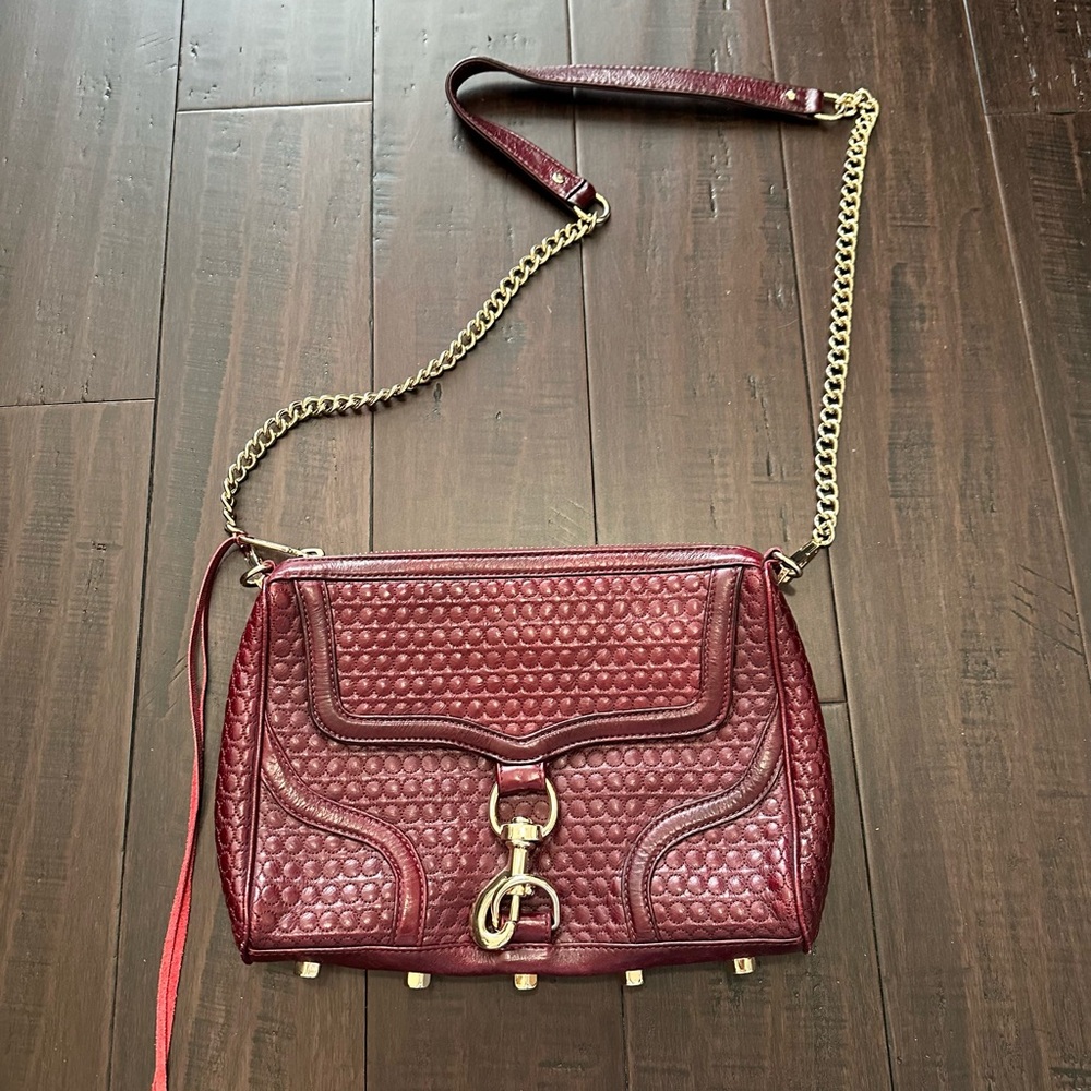 Rebecca Minkoff Burgundy Crossbody Handbag Gold Accents